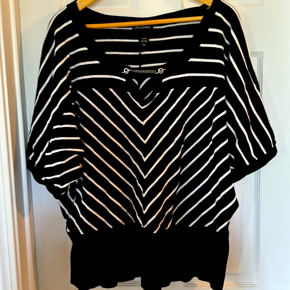 Lane Bryant Black and White Striped Sweater